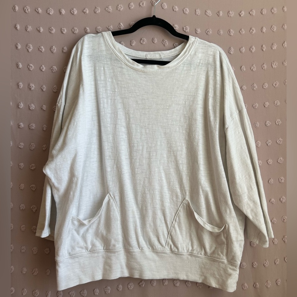 CP Shades Oversized 3/4 Sleeve‎ Front Pocket Tee Sz S White